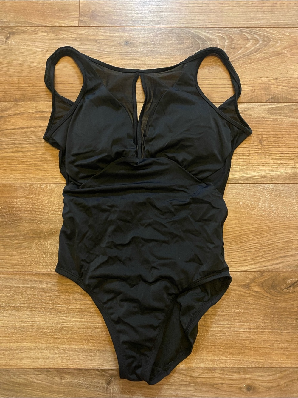 Black Women's One-Piece Swimsuit with Keyhole Front